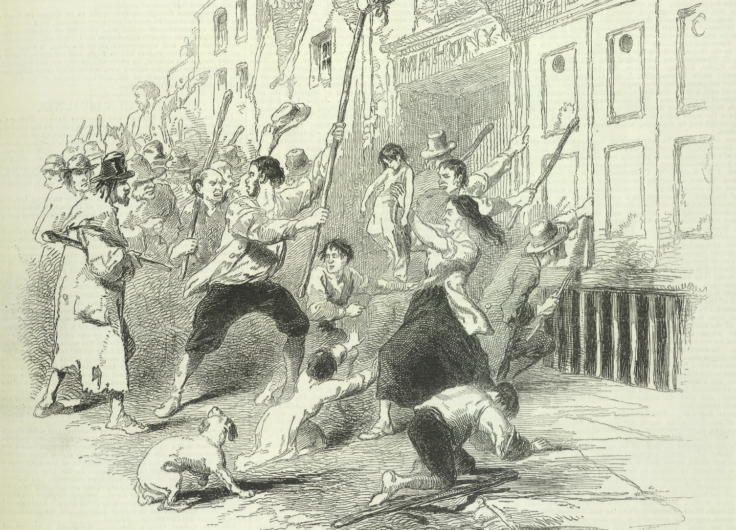 A food riot in Dungarvan Co Waterford Ireland during the famine The Pictorial Times 1846 BL