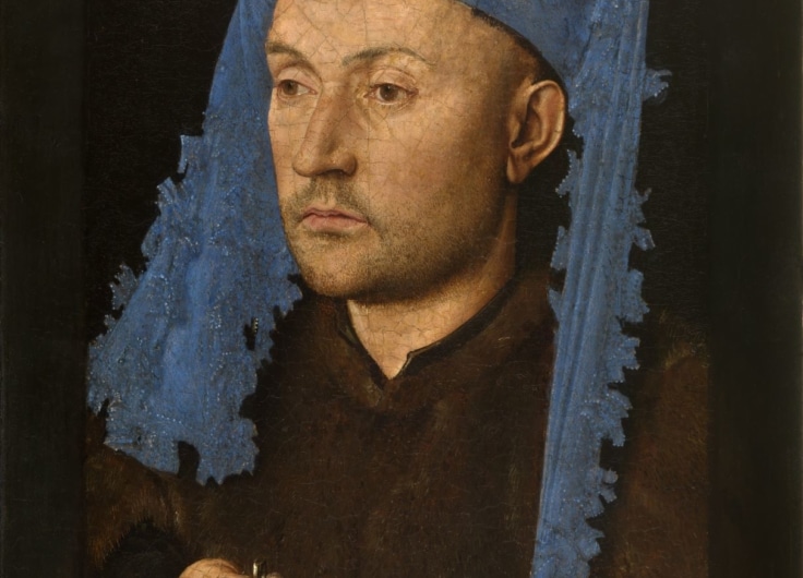 05 Portret van een man met blauwe kaproen verkleind