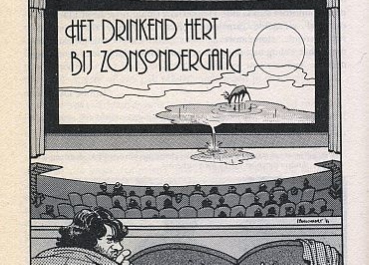 Het drinkend hert bij zonsopgang
