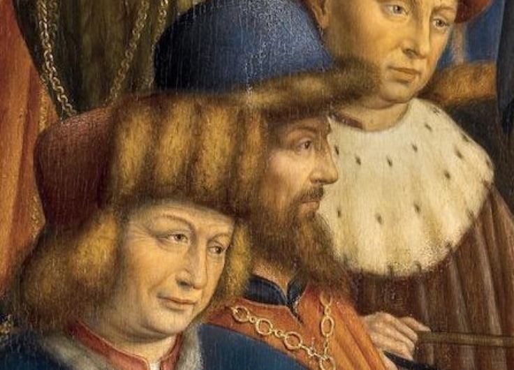 Het Lam Gods detail uit Paneel De Rechtvaardige Rechters c Collectie Sint Baafskathedraal Gent www artinflanders be Hugo Maertens